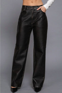 Active Basic - Washed Faux Leather Long Pants