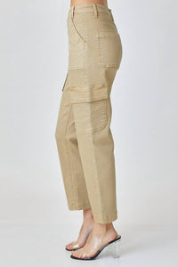 Risen - High-rise Sand Cargo Boyfriend Jeans