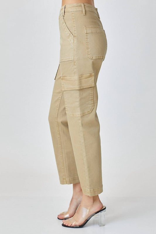 Risen - High-rise Sand Cargo Boyfriend Jeans
