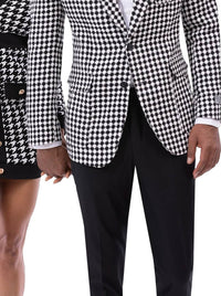 Kent & Park Fashion Suit With Pants And Matching Bowtie in houthstooth black white - men's jacket - alternate view
