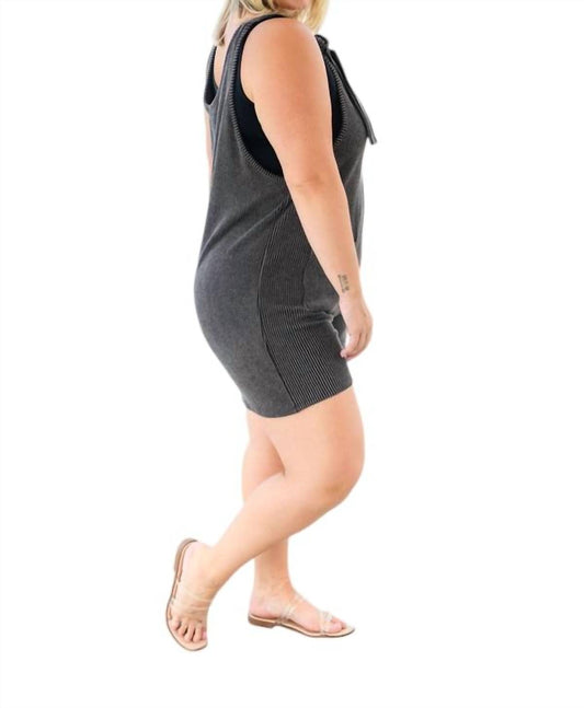 Lovely Melody - Ribbed Romper with Tie Tank Sleeves