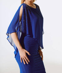 Joseph Ribkoff - Beaded Chiffon Overlay Sheath Dress