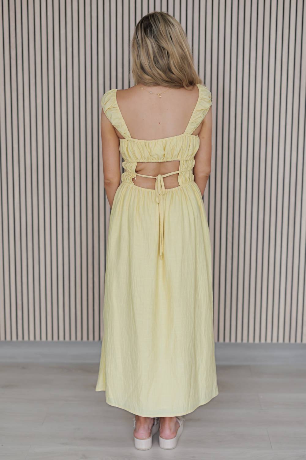 Sunday Edition Joy Dress in buttery yellow - women's dress - detail view