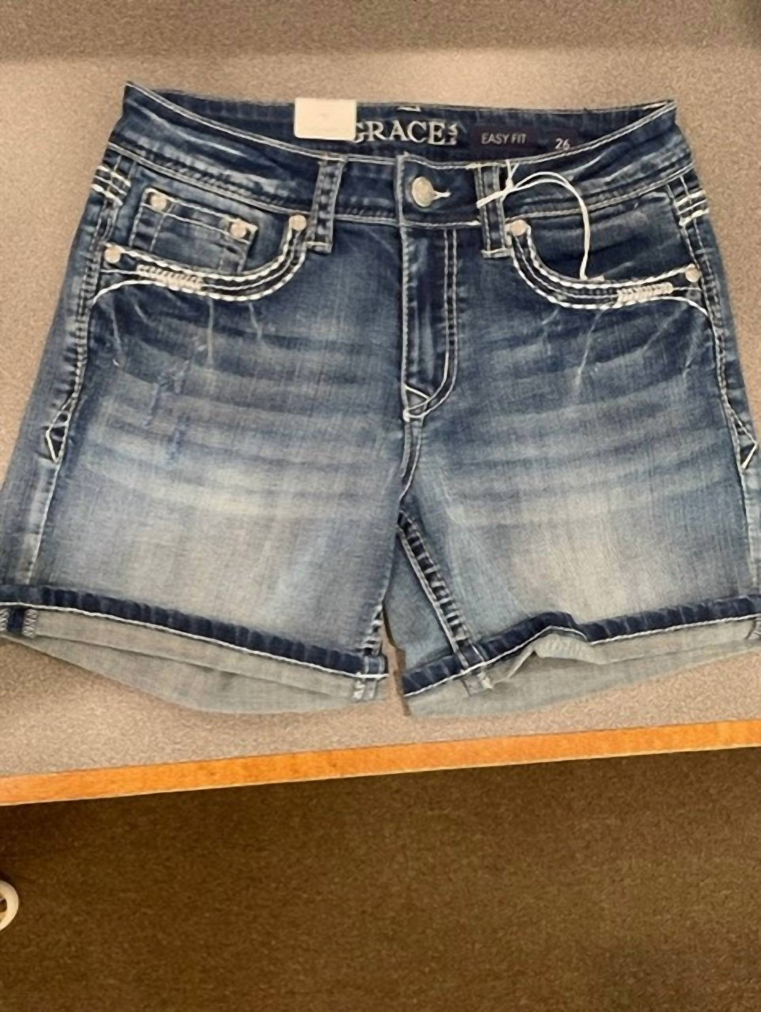Grace In La - Women's Easy Fit Jean Shorts With Thick Stitching