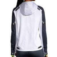 BROOKS Women's Run Visible Thermal Hoodie in white asphalt nightlife - women's top - detail view