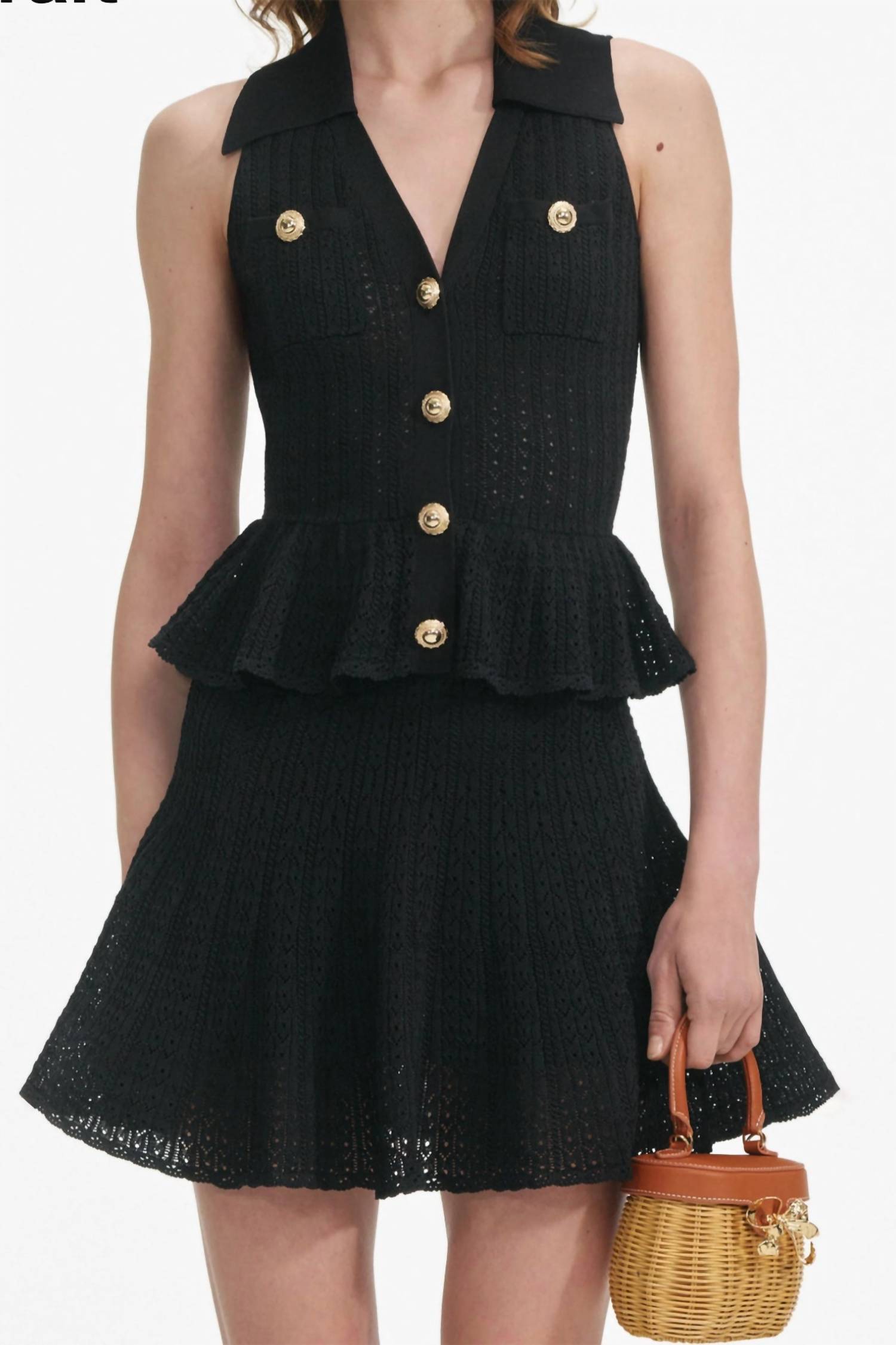 Self-Portrait - Pointelle Knit Mini Dress
