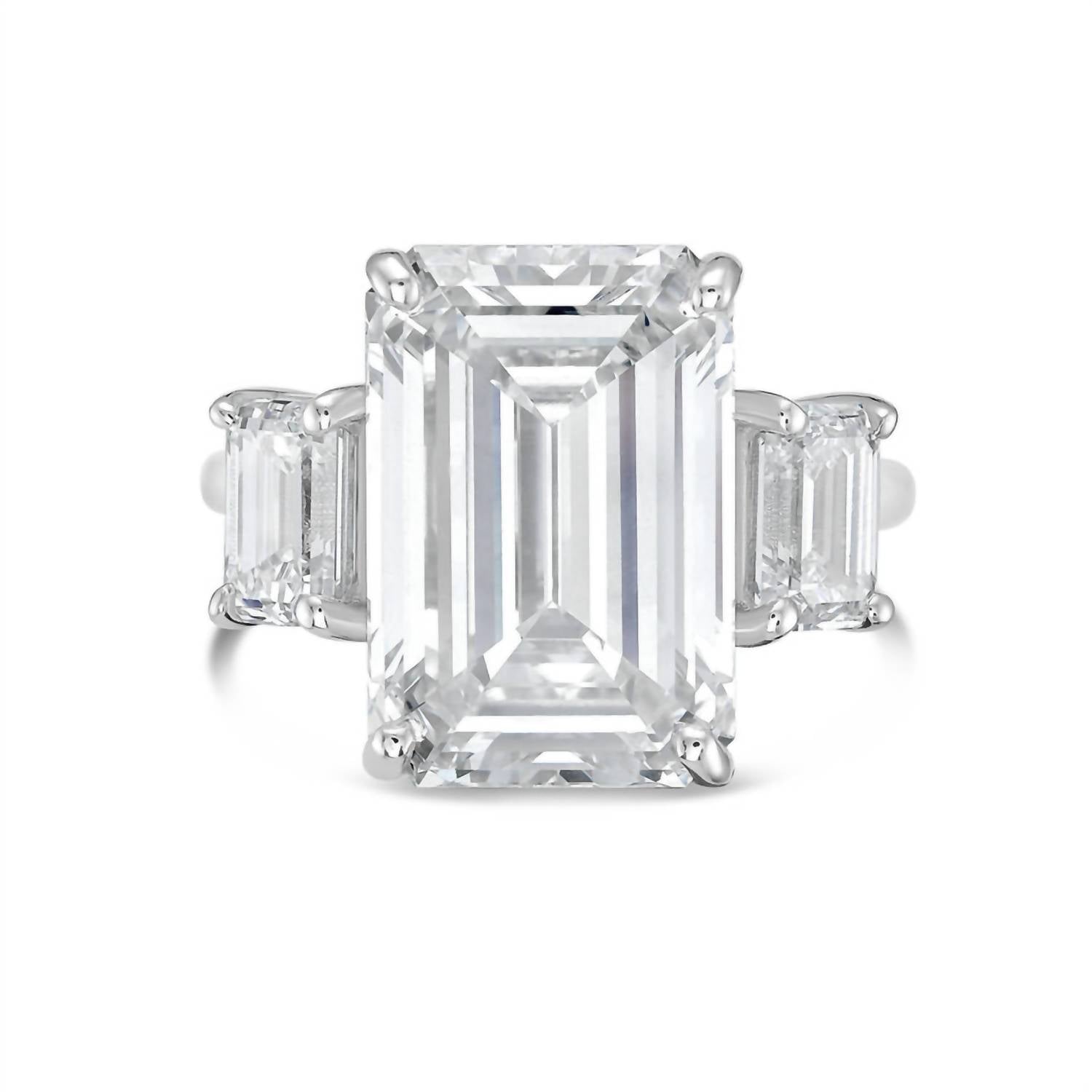 Diana M Jewels - 4.00 Ct Lab Grown Emerald-cut Diamond Three Stone Ring With 0.50 Ct On Sides