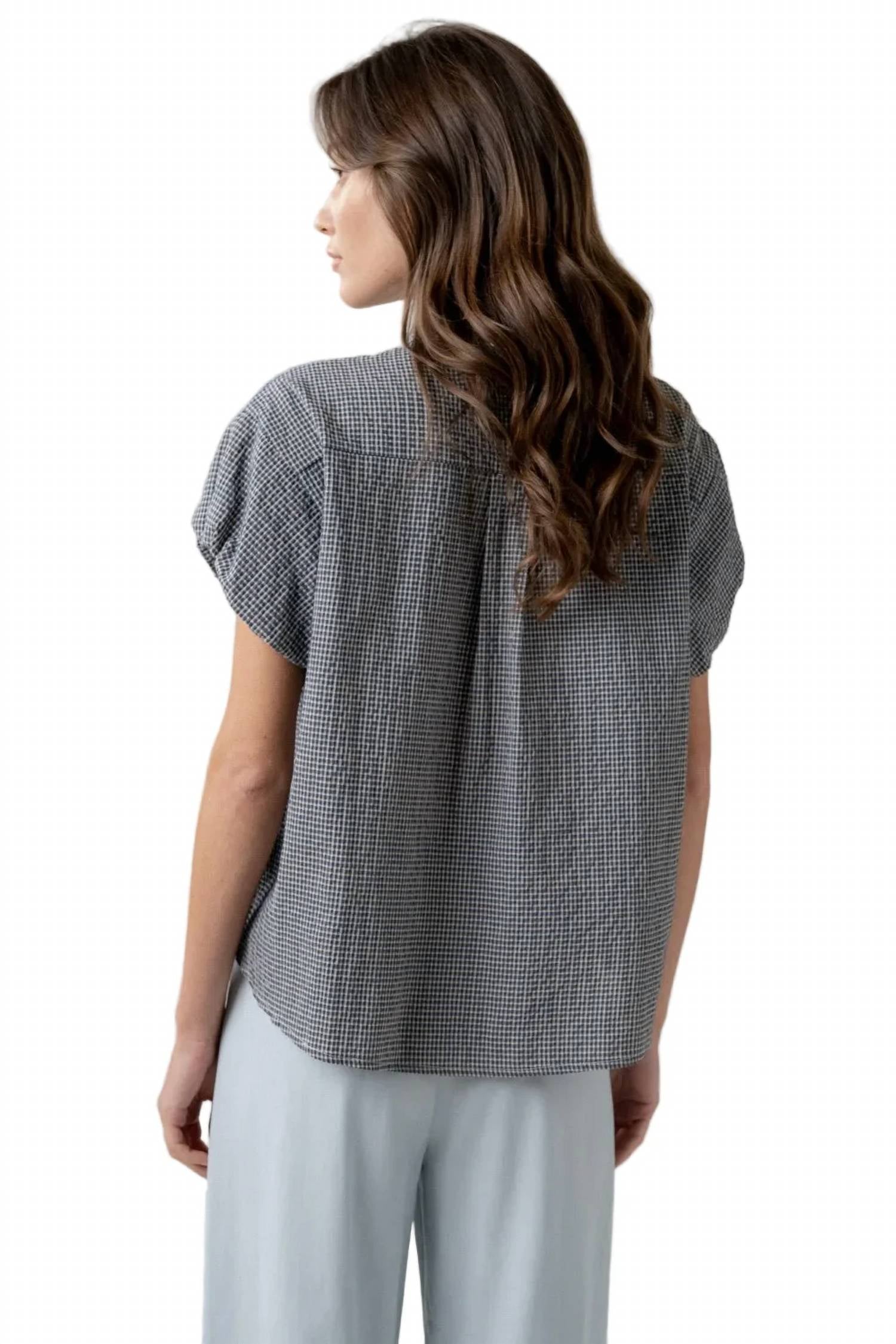 Elle Grey - Puff Sleeve Button-down Blouse