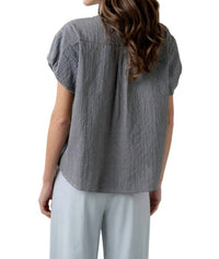Elle Grey - Puff Sleeve Button-down Blouse