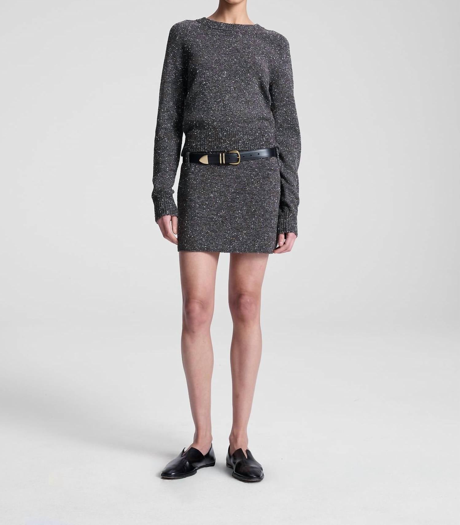 A.L.C. Stella Boucle Tweed Mini Skirt in charcoal dark brown 1 - women's skirt