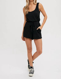 Bluivy - Sleeveless Knit Drawstring Romper