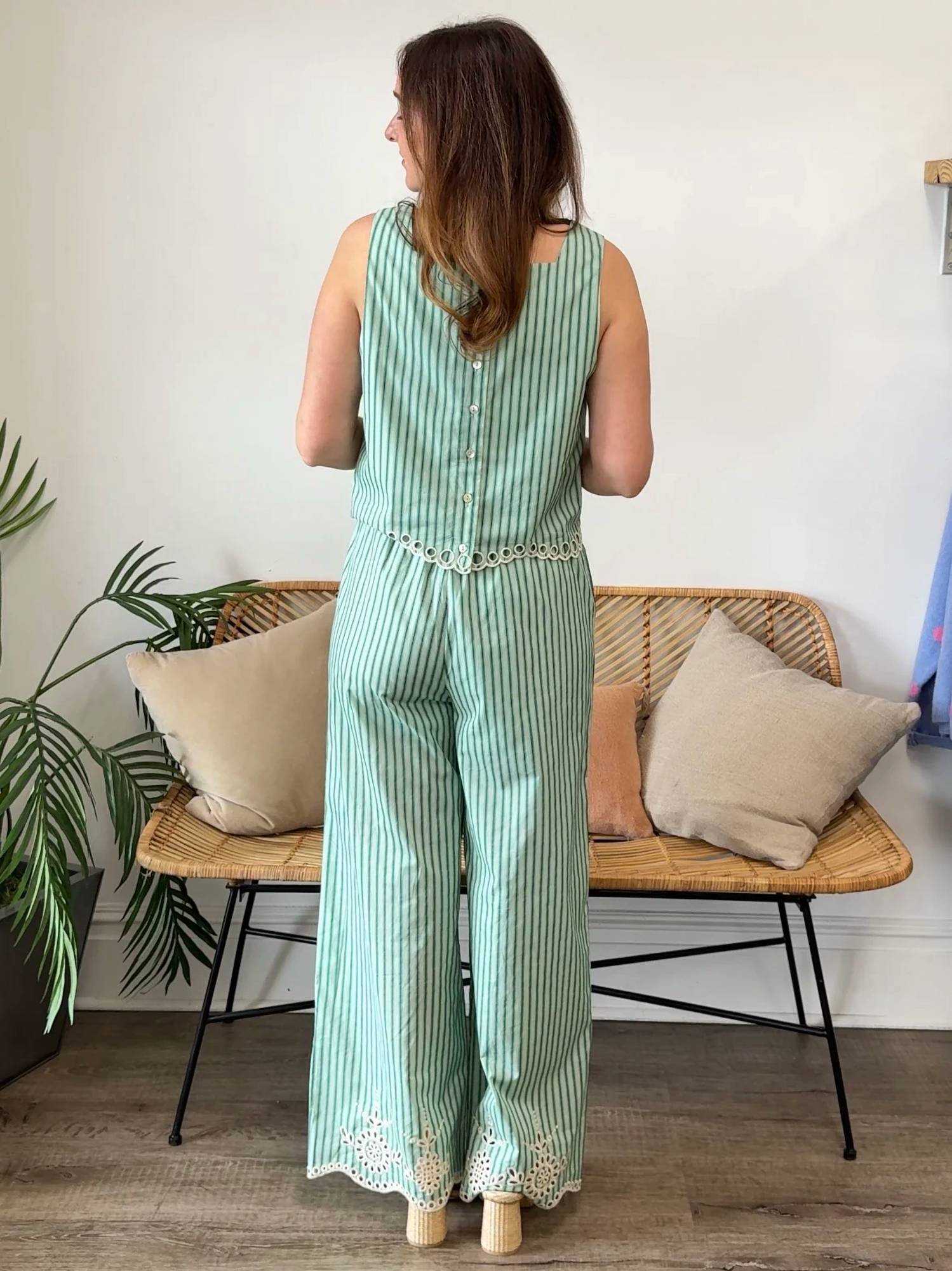 Entro - Olivia Wide Leg Striped Pants