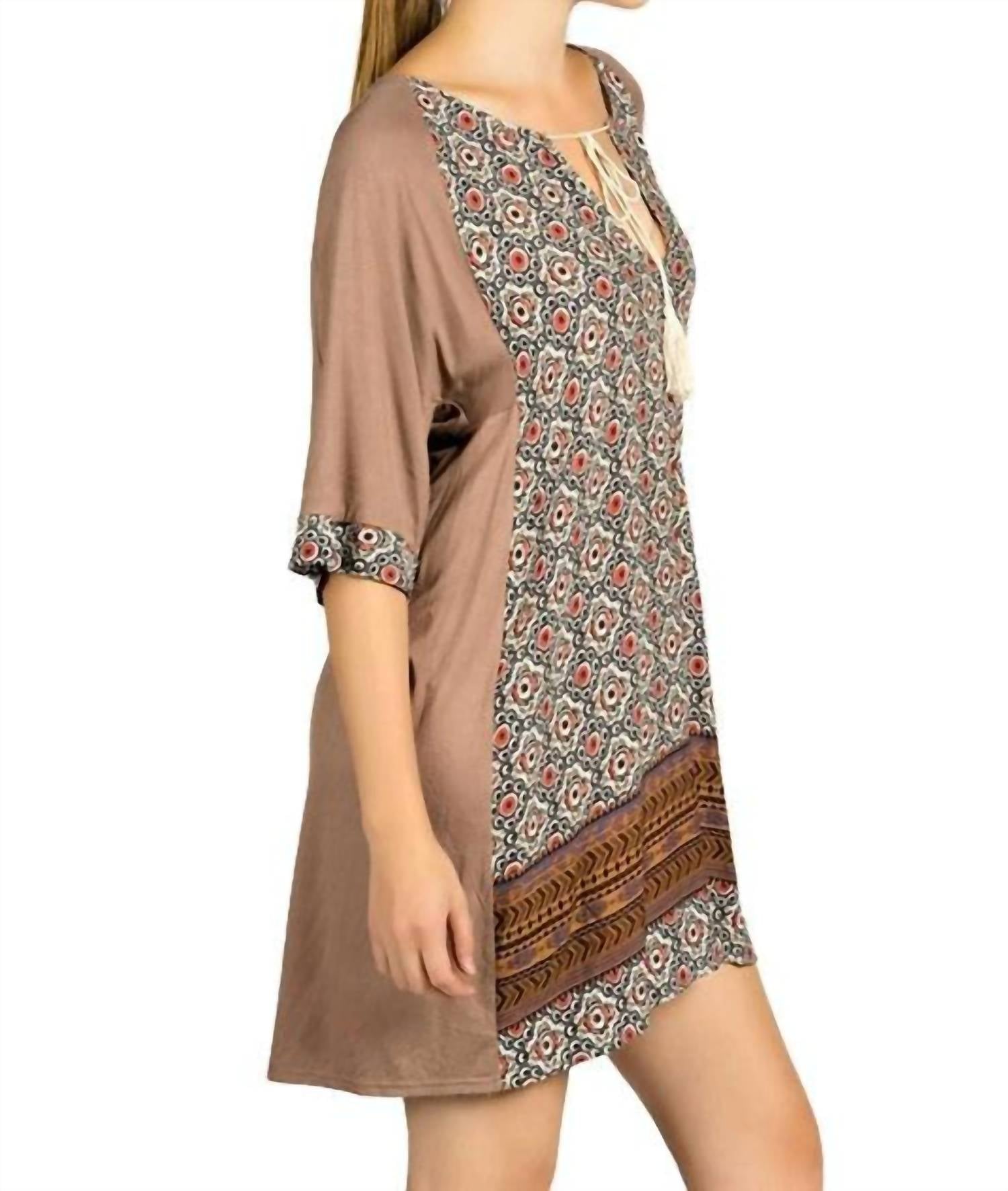 Kori - Mixed Print Tassel Tie Dress