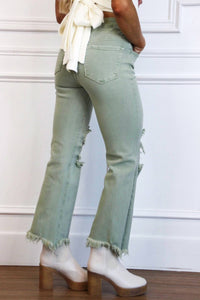 Risen - Riva Distressed High Rise Straight Leg Jeans