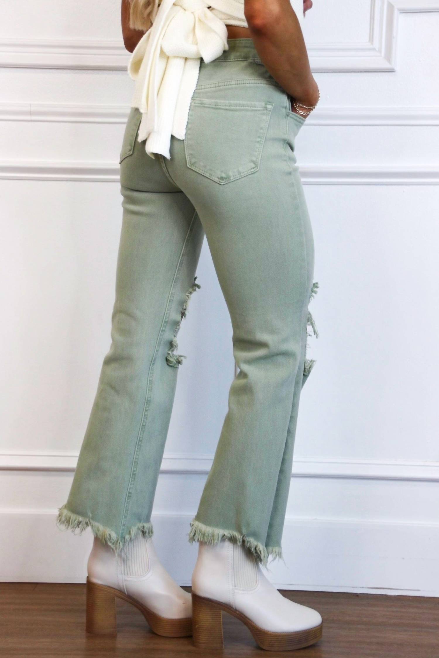Risen - Riva Distressed High Rise Straight Leg Jeans