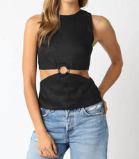 Olivia Von Halle - Metro Cut Out Linen Top