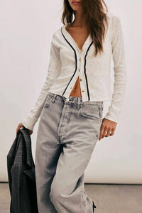 Free People Women’s Tipton Cardigan in ivory combo - women's cardigan - alternate view