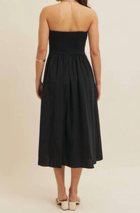 In February - Crochet Contrast Tube Top Midi Dress With Pockets