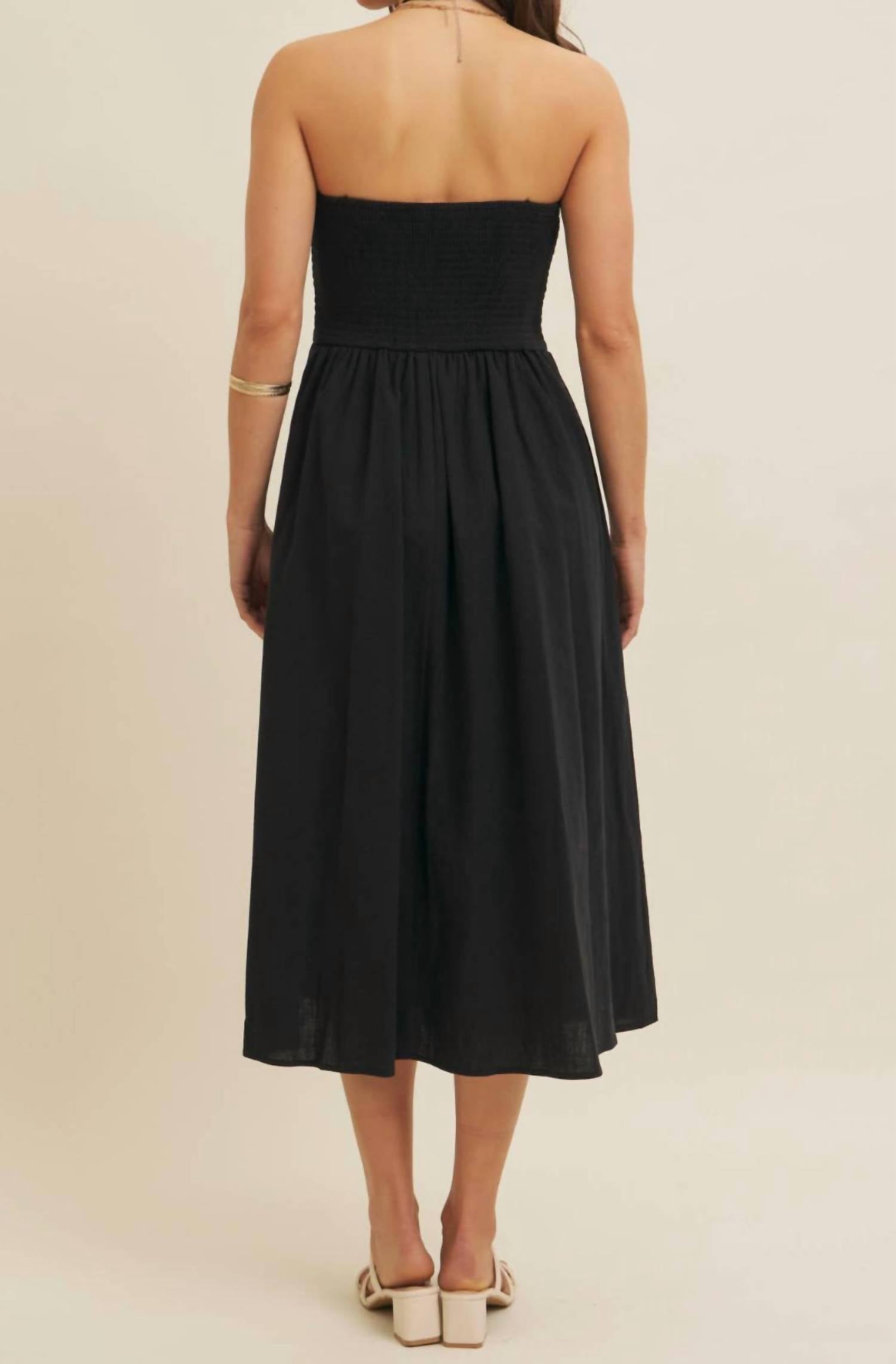 In February - Crochet Contrast Tube Top Midi Dress With Pockets