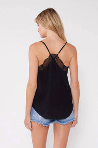Lovestitch - Spaghetti Strap Lace Trim Cami Top