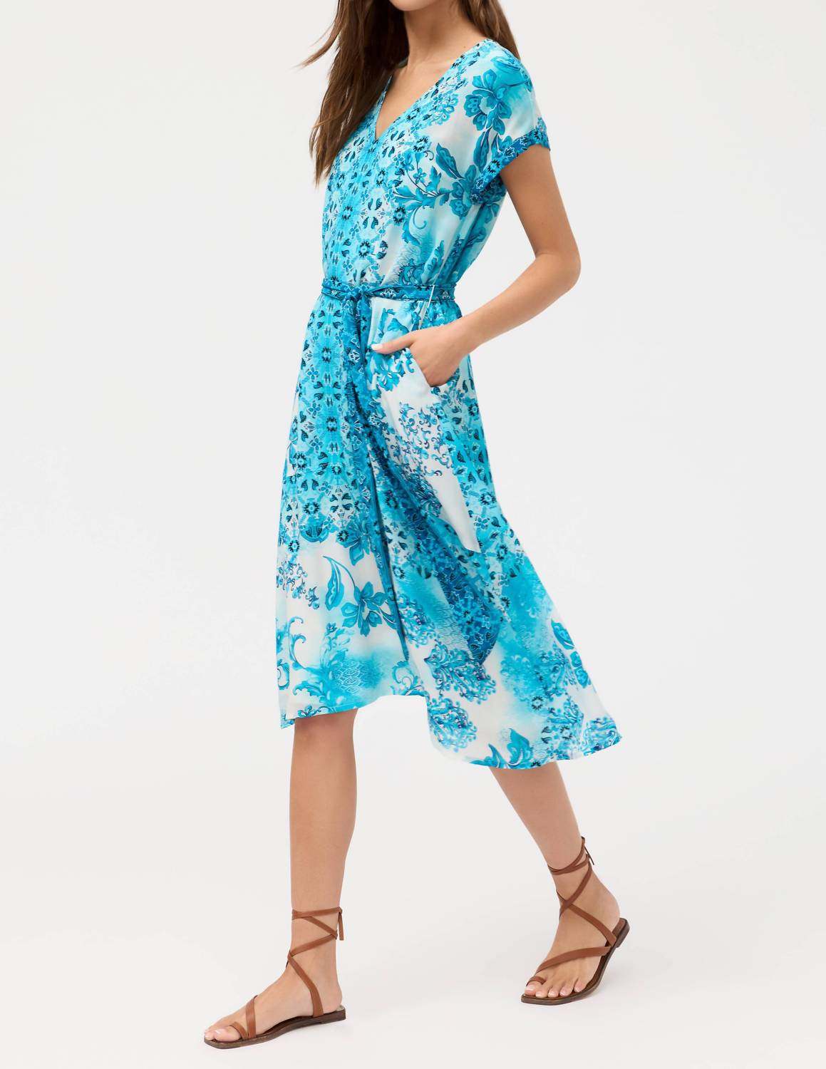 Johnny Was Women's Vittoria Tie Dress in Blue, Size Small, Floral