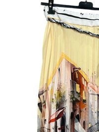Oz - Women's Silk Scenery Skirt With Belt
