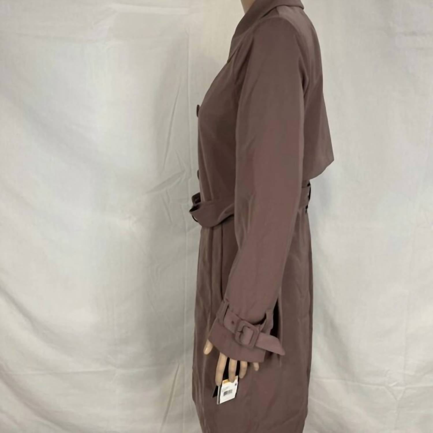 London Fog Women's Double Breasted Trench Coat in terracotta - women's jacket - detail view