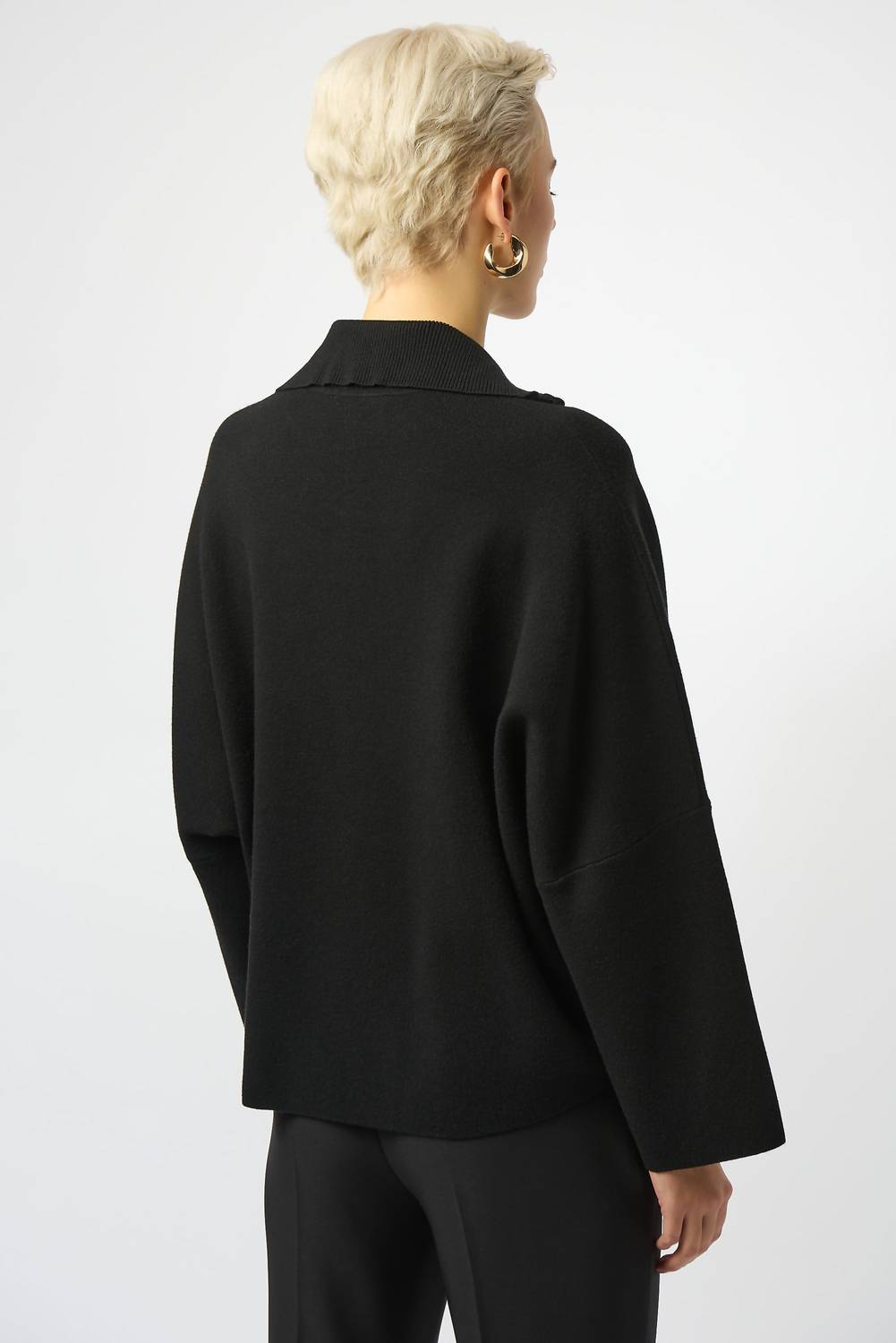 Joseph Ribkoff - Sweater Knit Boxy Pullover With Zip Collar