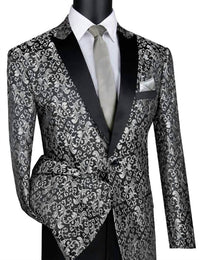 Vinci Philosophy Men's Single Breasted Sport Coat Blazer in siliver - men's jacket - alternate view