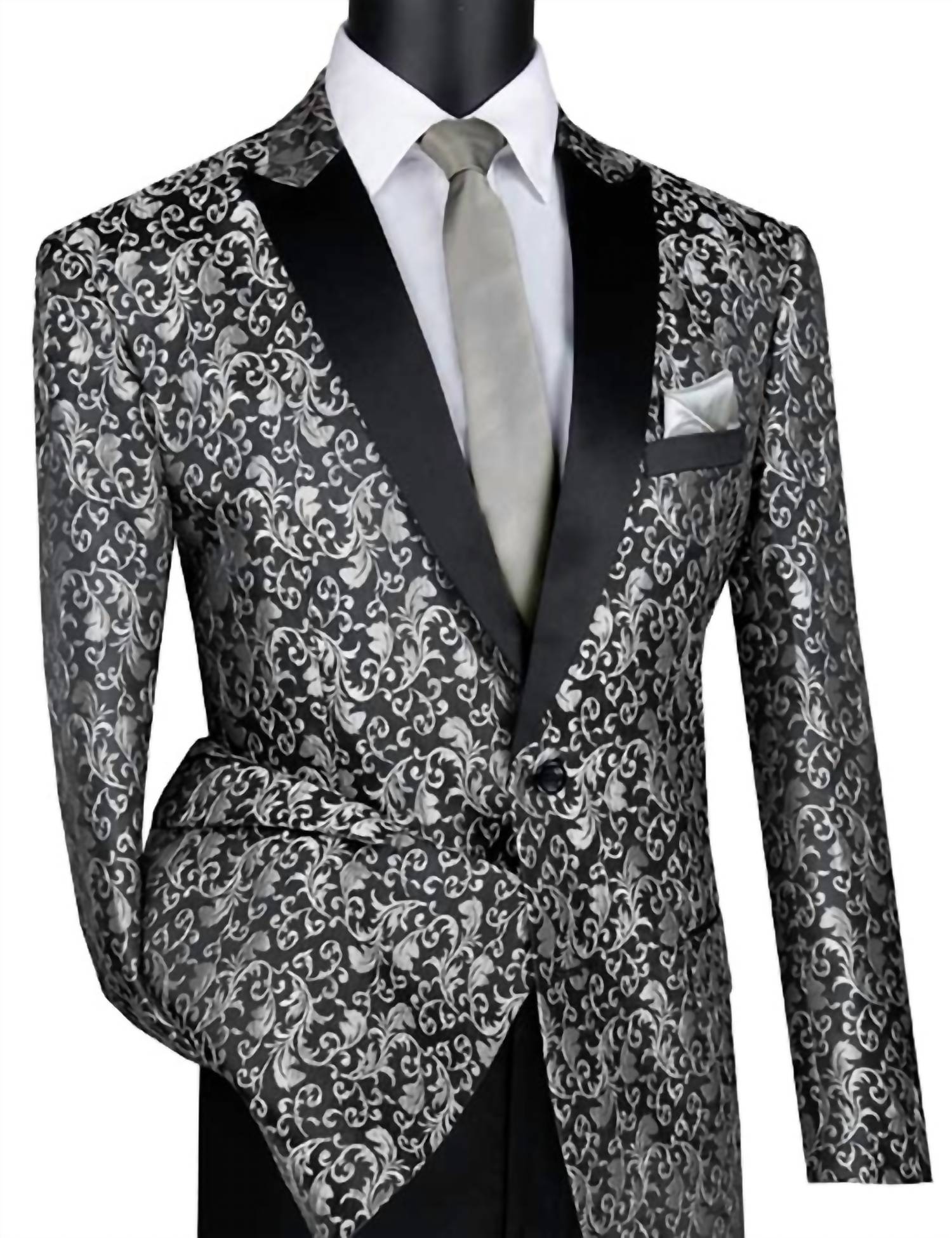 Vinci Philosophy Men's Single Breasted Sport Coat Blazer in siliver - men's jacket - alternate view