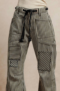 Bibi - Striped Twill Barrel Pant