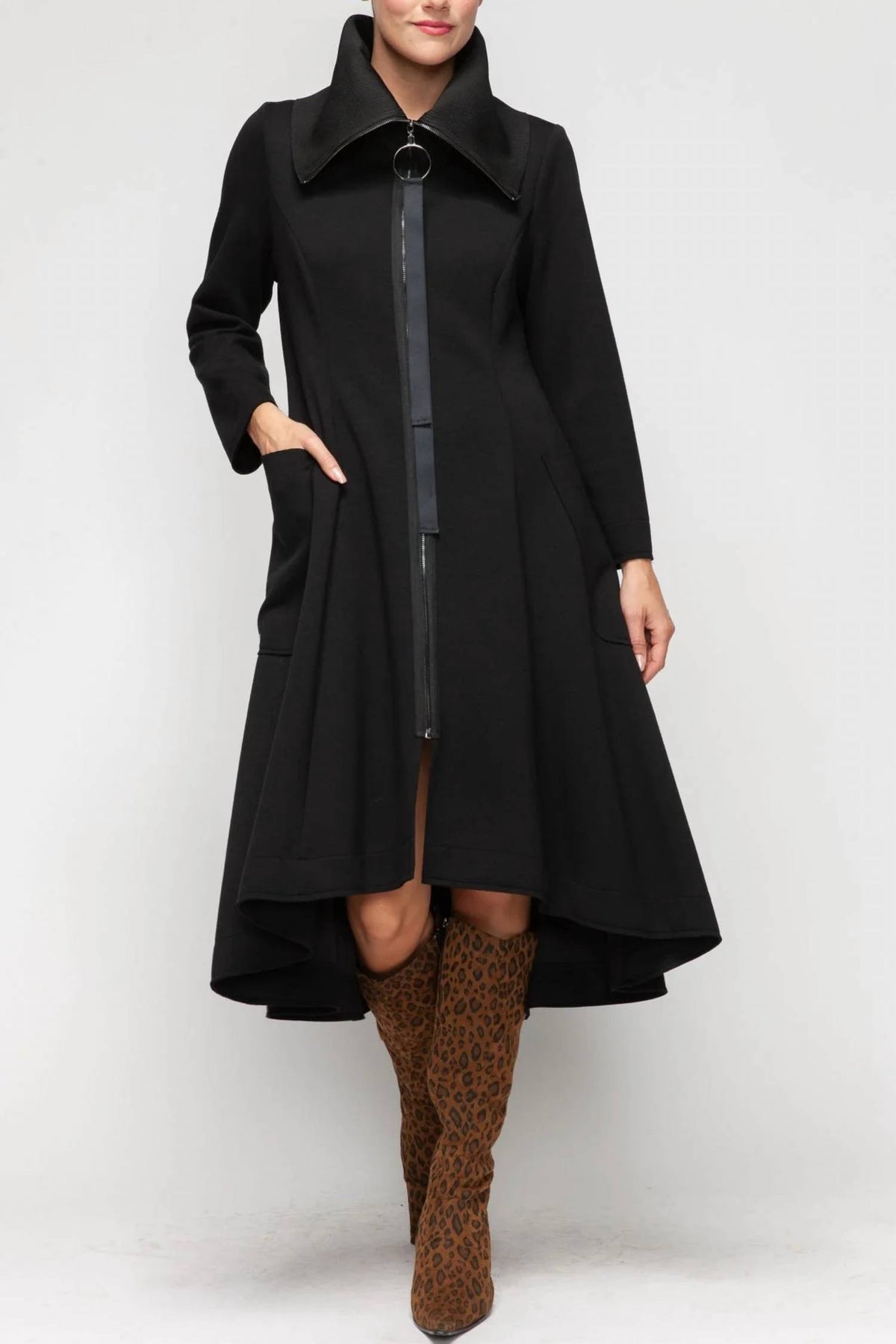 Ic Collection - Wide Rip Collar High-low Jacket