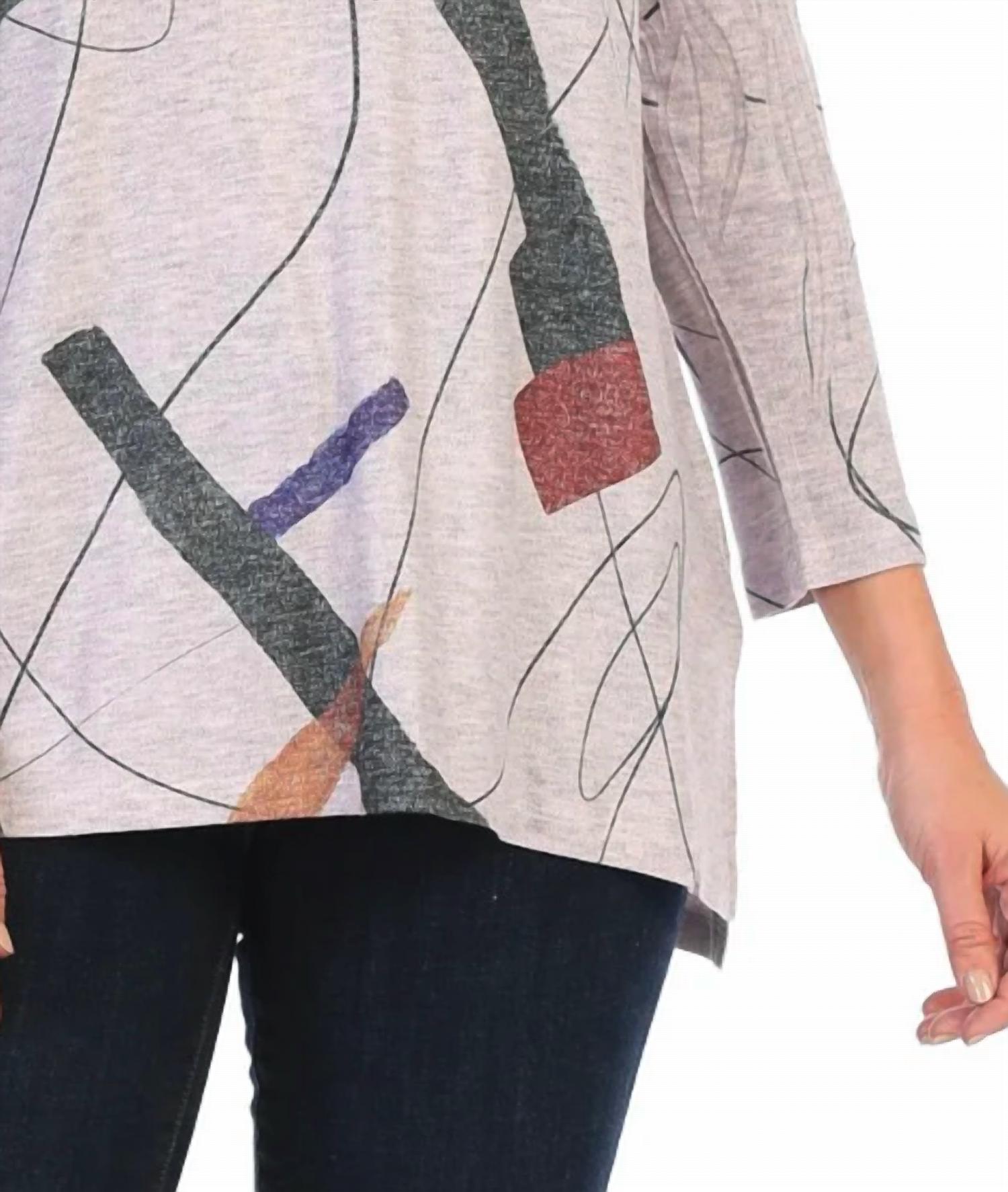 Jess & Jane Contours Knit Jersey Dolman Sleeve Top in abstract art - women's blouse - view 4