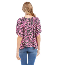 Karen Kane - Fancee Floral Short Sleeve Peasant Top