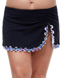 Profile By Gottex - Plus Size Side Slit Cinch Swim Skirt