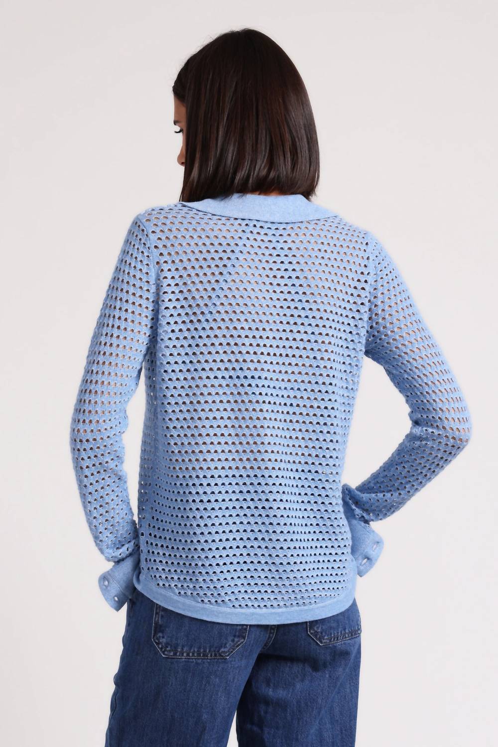 Minnie Rose - Plaited Mesh Button Down Shirt