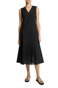 Theory - Eyelet Fit & Flare Midi Dress