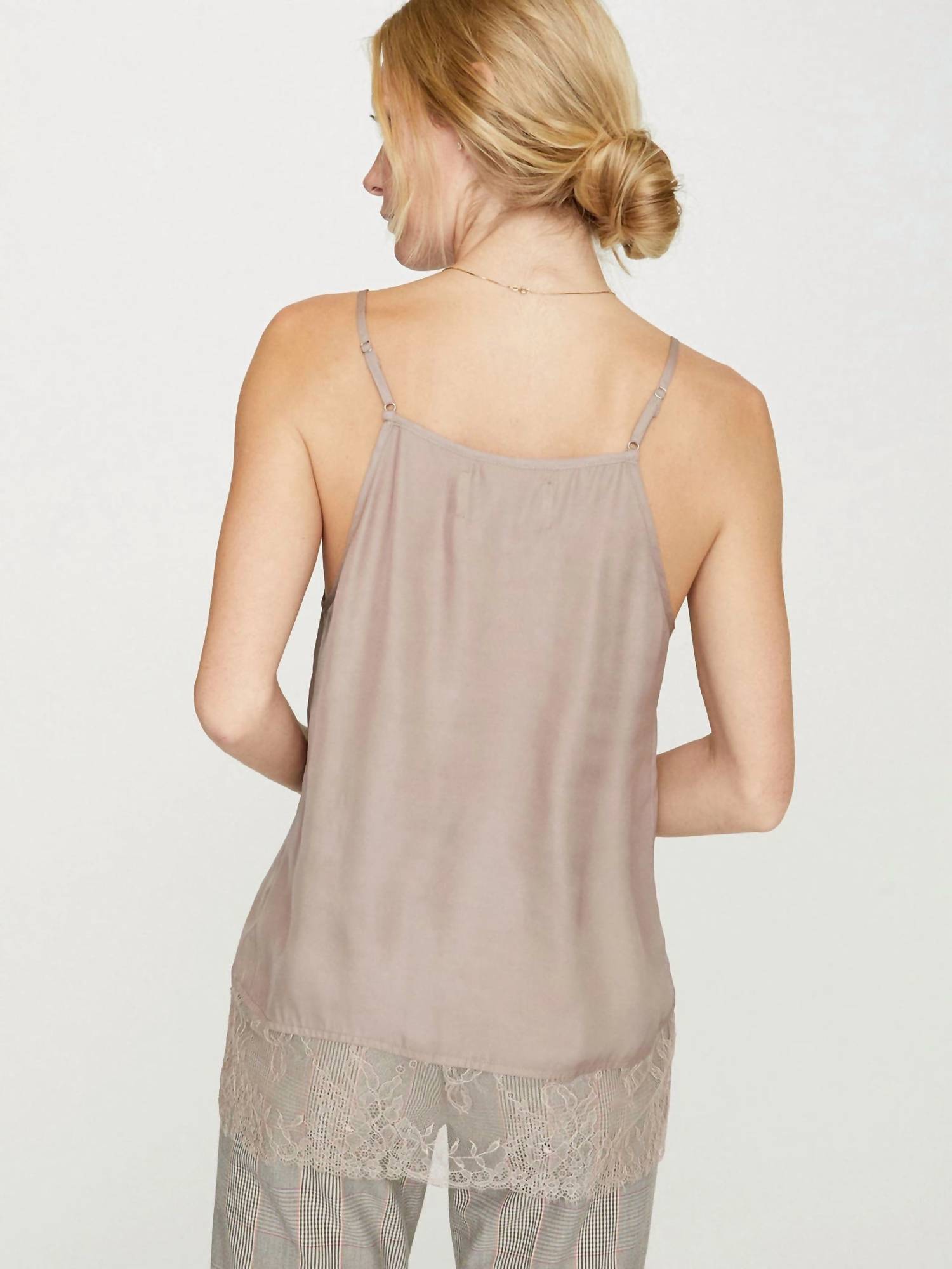 Brochu Walker Lai Silk Cami Top in dusty rose - women's shirt - alternate view