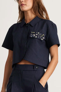 TANYA TAYLOR Evelyn Top in navy - women's blouse - view 4