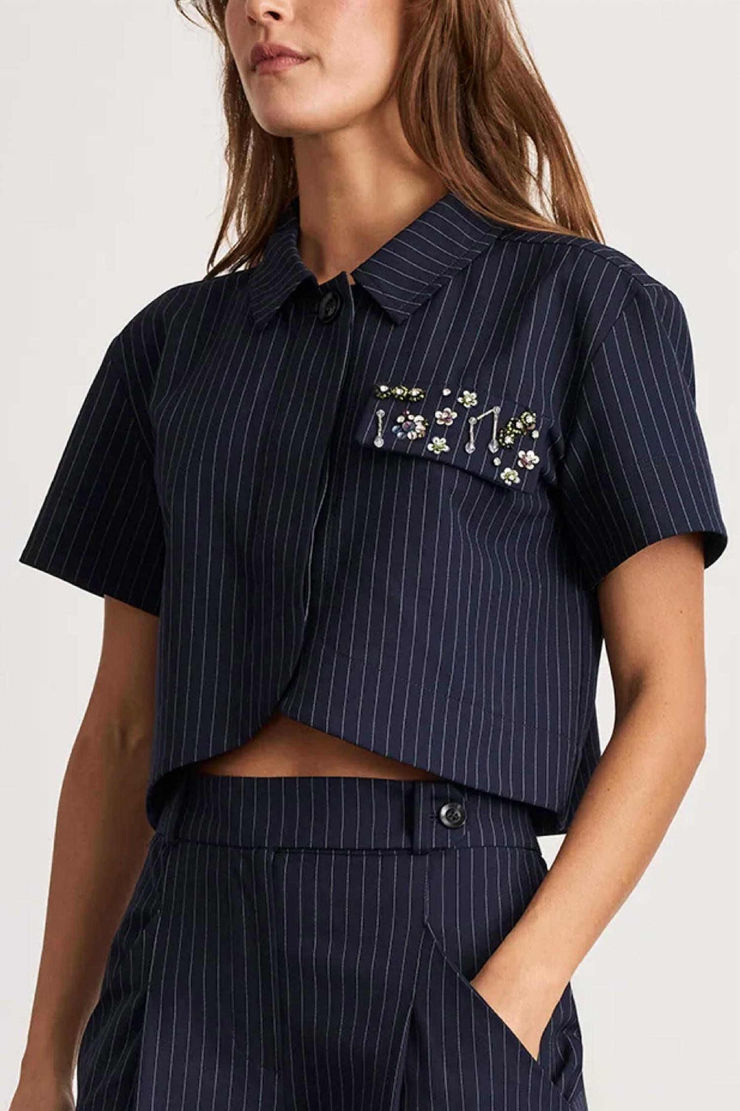 TANYA TAYLOR Evelyn Top in navy - women's blouse - view 4