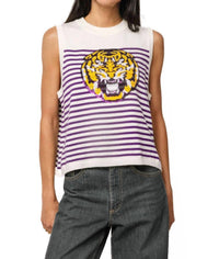 Queen Of Sparkles - Licensed Lsu Mascot Striped Knit Tank