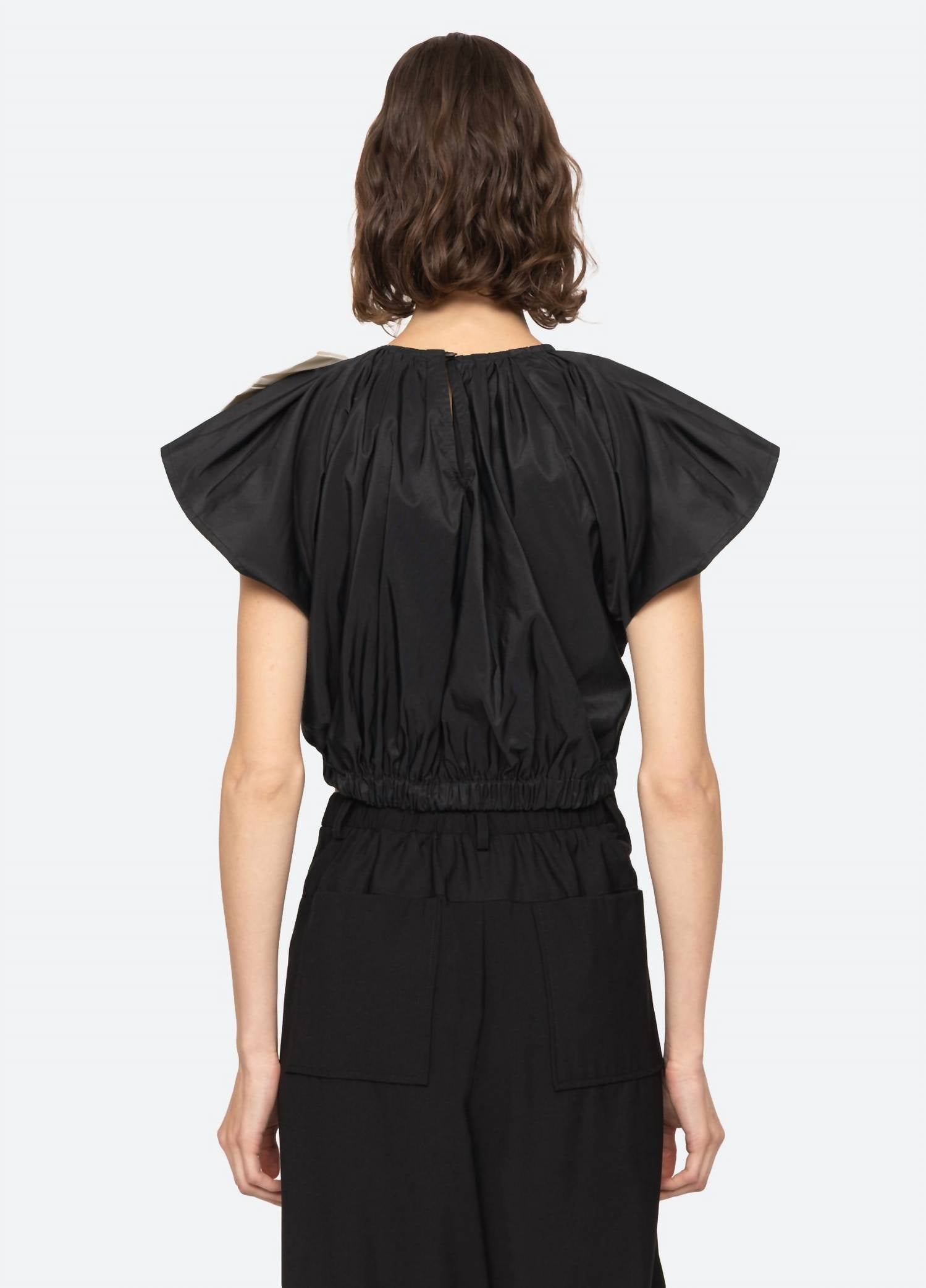 Sea - Laurie Solid Flutter Sleeve Top