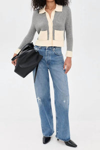 Re/Done - Pearl Contrast Cardigan