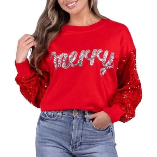 White Birch - Merry Sequin Embellished Sweatshirt