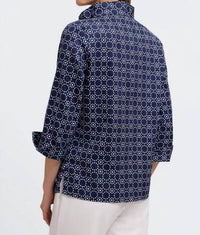 Foxcroft - Tammy 3/4 Sleeve Geometric Circle Shirt
