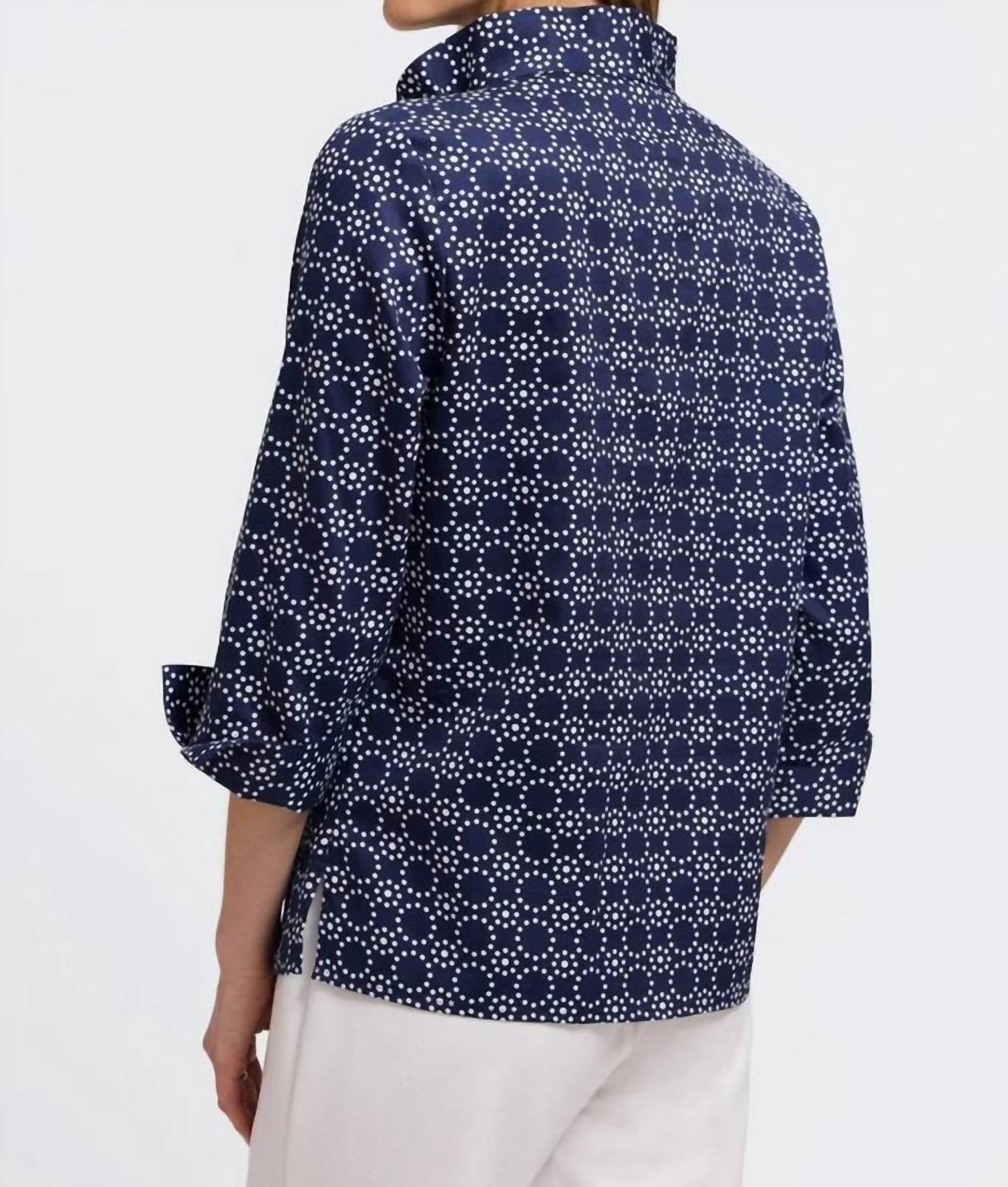 Foxcroft - Tammy 3/4 Sleeve Geometric Circle Shirt