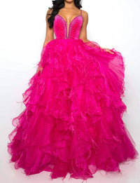 Ava Presley - Beaded Bodice Ruffled Tulle Ball Gown