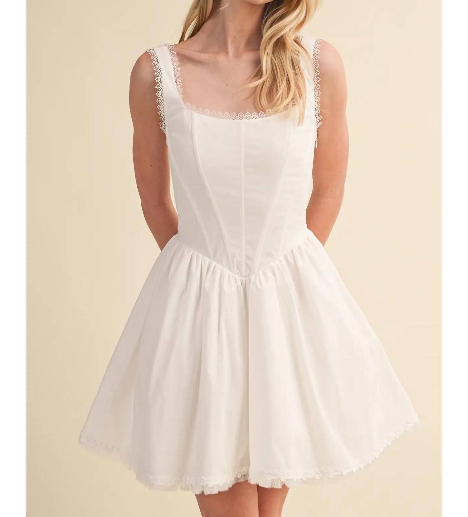 Klesis - Ciara Lace Edge Corset Gathered Mini Dress