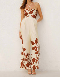 Endless Blu. - Rustic Floral Wide Pant Jumpsuit