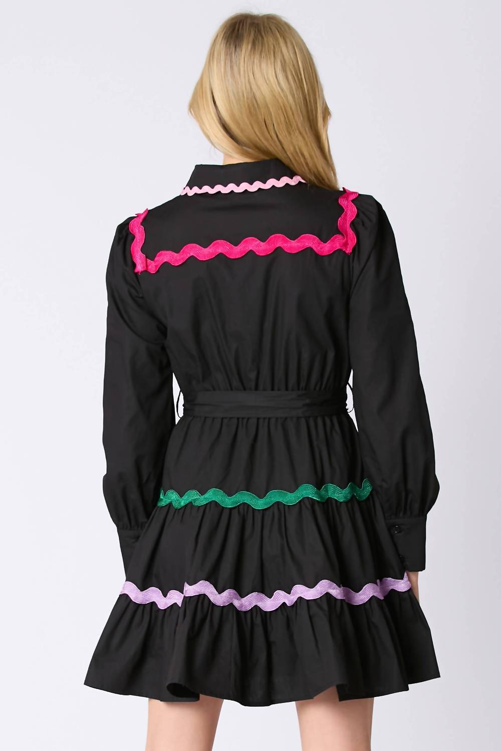Peach Love - Multi Color Ricrac Trim Dress